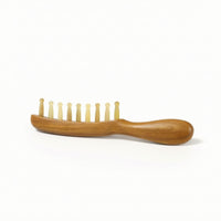Ergonomic Long-Handled Massage Comb Smooth Sandalwood Comb with Horn Teeth Versatile Scalp Massager Multipurpose