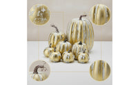 8 Pieces Assorted Artificial Pumpkins Decorative Artificial Pumpkins with Molded Decorations for Crafters