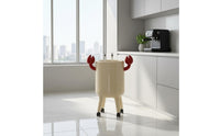 Compact Rolling Trash Bin Wheeled Covered Trash Bin Rounded Cylindrical Waste Basket Glossy