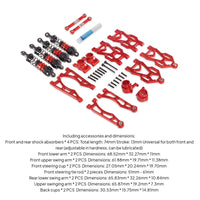 1/16 Scale RC Car Metal Upgrade Set High Strength RC Car Aluminum Shock System Kit Aluminum Steering and Shock System Parts