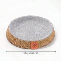 Woven Cat Basket Round Cat Bed with Scratching Post Natural for Living Room