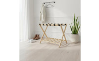 Easy to Fold Folding Luggage Rack Space Saving Foldable Luggage Stand Natural Wood Folding Shoe Rack Multi Use for Entryway, Hotel