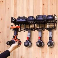 Heavy-Duty Power Tool Organizer Metal Power Tool Rack Space-Saving Drill Holder Wall Mount Rack Long-Lasting for DIYers, Handymen, Garage, Workshop