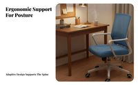 Height Adjustable Ergonomic Mesh spine Chair with Casters rotating Seat Support Office Furniture Easy Assembly for Students, Remote Workers, Conference Room