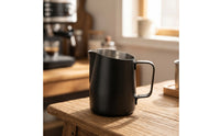 304 Stainless Steel Latte Art Pitcher with Eagle-Beak Spout Angled Milk Frothing Pitcher with Measurement Markings Matte Espresso Milk Jug with Handle Brushed for Baristas, Coffee Lovers