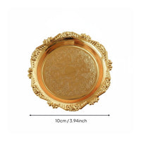 Vintage Gold Candle Tray Ornate Candle Base Baroque Design Metal Plate for Wedding, Party