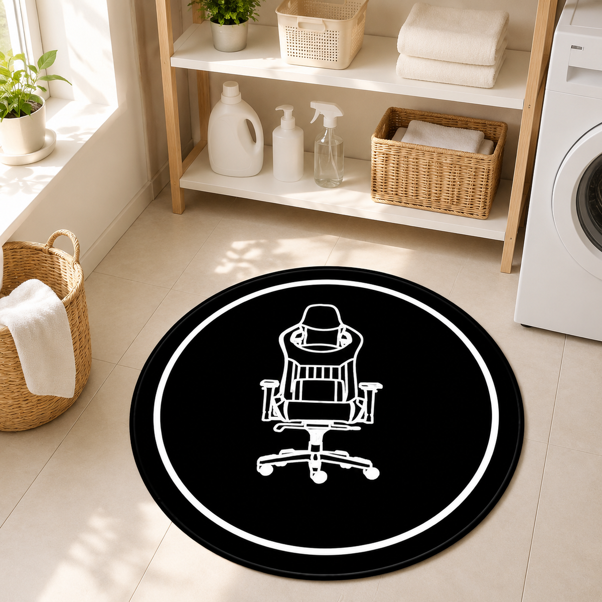 Modern Minimalist Round Printed Floor Mat for Office Chair and Doorway