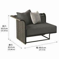 PE Rattan Garden Sofa, With Cushion, 85cm Width, Outdoor, Garden Furniture Set, Dark Green