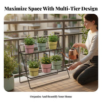3-Tier Flower Pot Holder Tiered Design Plant Stand Easy Assembly for Gift Givers