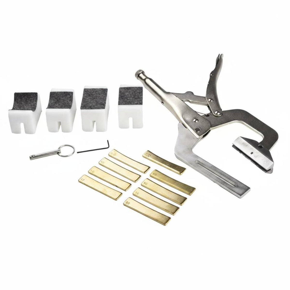 Quick Release Lever Handheld Fret Press Adjustable Neck Support Radius Fret Press Kit Steel Construction Handheld Fretting Tool Interchangeable Cauls for Luthiers, String Instrument Maintenance