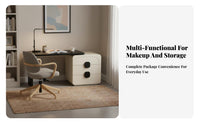 French aesthetic Vanity Set with Round Mirror Multi-Drawer Storage Makeup Table multi-functional Bedroom Furniture Easy Assembly for Adults, Women, young ladies, Home, Apartment, dressing area