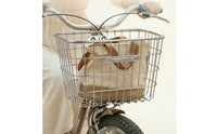 Reinforced Frame Metal Wire Bike Basket uncoveredTop Front Ride Cargo Basket Closely Spaced Rods Silver-White