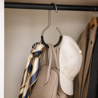 Multi-functional Scarf Tie Belt Hanger with Goose-Neck Hooks for Closet Organization