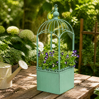 Cast Iron Hanging Planter, Vintage Square Hanging Basket with Chain, Painted Metal Planter for Balcony, Verandah & Patio