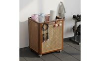Exercise Mat Storage Rack Spacious Design Wooden Exercise Mat Holder Wide Opening Exercise Gear Organizer for Living Room