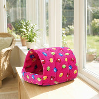 Pink Cartoon Canary Nest and Thermal Nest, Thick Textile Parrot Warming Bed for Parakeets, Hanging or Standing Winter Breeding House Hut