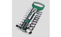 23 Pieces Industrial Socket Wrench Set Quick-Release Ratchet and Socket Set 72-Tooth Tool Kit Heavy Duty for Mechanics, DIYers, Car Repair, Garage, Engine Work