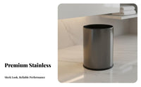 Lidless Metal Garbage Bin Luxurious Feel Round Uncovered Top Trash Can Round Uncovered Top Waste Bin Long-Lasting Double Level