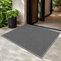 Outdoor Door Mat, Heavy Duty Synthetic Material Doormat, Non-Slip Grey Striped Entrance Mat, SUNLIGHT-RESISTANT for Garden & Patio