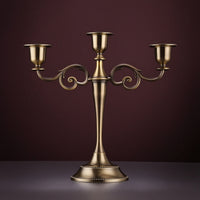 Tabletop 3-Arm Candelabra Scrollwork Candelabra with 3 Arms Weighted Triple Candle Holder Elegant for Brides, Dinner Parties