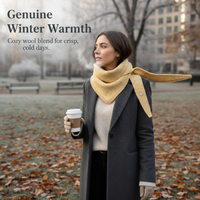 Korean Design Wool Blend Knitted Triangle Scarf for Women, Autumn Winter Decorative Shawl Neck Warmer