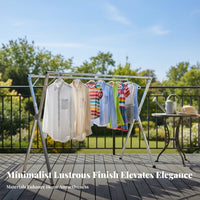 Foldable Cross-Frame Drying Rack Extendable Laundry Stand No Assembly Required Clothes Horse Indoor/Outdoor Use for Apartment Dwellers, Homeowners, Environmentally Conscious People, Balcony, Bedroom