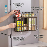 Fridge Organizer Wall Mounted Rack, Side Storage for Dorm Room & Apartment Kitchen Organization, Versatile for Students, Drill Installation Option