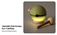 Minimalist Wooden Tabletop Night Light Soft Glow Wooden Aquatic Night Light Rounded Aquatic Shaped Lamp