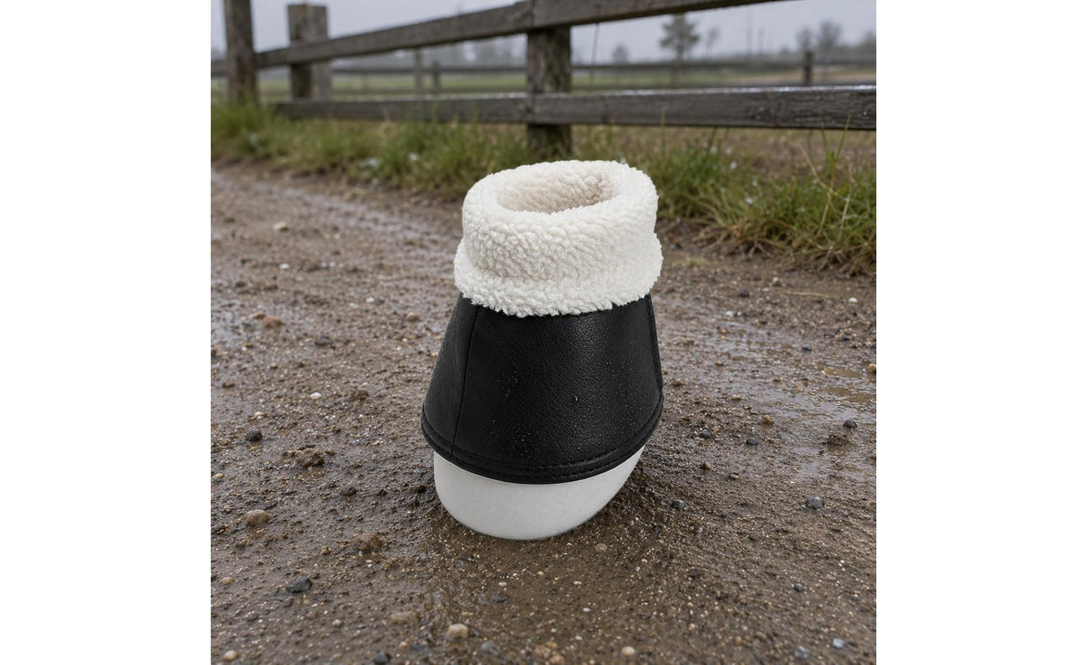 Shock-Absorbing Horse Leg Boots Wear-Resistant Horse Protection Boots PU Leather Equine Leg Wraps Faux Sheepskin Horse Athletic Gear
