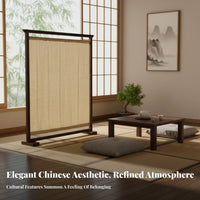 Zen Aesthetic Single-Panel Standing Screen Minimalist Design Room Divider Sturdy Frame Home Furnishing Opaque Textile for Tea Ceremony Enthusiasts, Meditation Practitioners, Bedroom, Entrance Hall, Studio Apartment, Restaurant