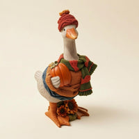 Pumpkin Duck Ornament Hand-Crafted Decorative Duck Figurine Resin Home Decoration