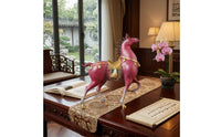 Rearing Horse Statue Tabletop Horse Figurine Gold-Tone Decor Piece for Entryway