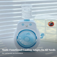 Compact Desktop Misting Fan Transparent Tank Rechargeable Misting Fan