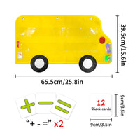 Bus Mathematical Ruler Chart Interactive Addition Subtraction Pocket Chart Hanging Design School Bus Math Toy for Teachers, Kids, Classroom