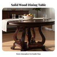 Solid Wood Dining Table with Turntable Rounded Edges Round Dining Table Set Turned Legs Home Furniture for Families, Couples, Kitchen