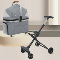 Lightweight 2-in-1 Pet Carrier Stroller Breathable Mesh Openings Detachable Pet Stroller 360° Swivel Wheels Foldable Dog Cat Pushchair Easy Assembly for Small Dogs, Cats, Outdoor, Vet Visits
