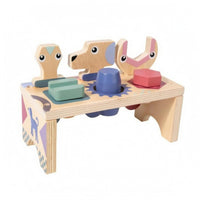 Natural Wood Finish Wooden Tool Bench Brightly Colored Tool Bench Toy Peg-and-Slot Construction Workbench Educational for Children