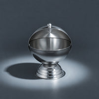 Silver-Toned Stainless Steel Storage Jar Round Jar with Flip-Top Lid Sturdy Spherical Storage Container Modern for Countertop