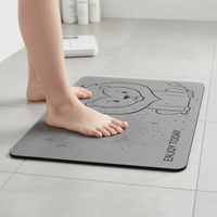 Cartoon Animal Diatomaceous Earth Bath Mat, Non-Slip Absorbent Quick Dry Floor Mat for Bathroom