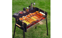 Heat-Resistant Foldable Charcoal Barbecue Heavy Duty Charcoal Grill with Storage Shelf Versatile Foldable Barbecue Grill Hygienic for Campers, Camping