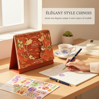 2026 Large Chinese Style Desk Calendar with Multifunctional Planner and Gilded Accents