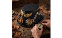 Hat with Goggles and Gears Black Hat with Adjustable Strap Goggles Pointed Headwear for Adults, Halloween