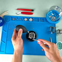 Watch Repair Kit Organized Watch Cleaning Kit Silicone Work Mat with Compartments Easy to Clean Repair Mat with Compartments