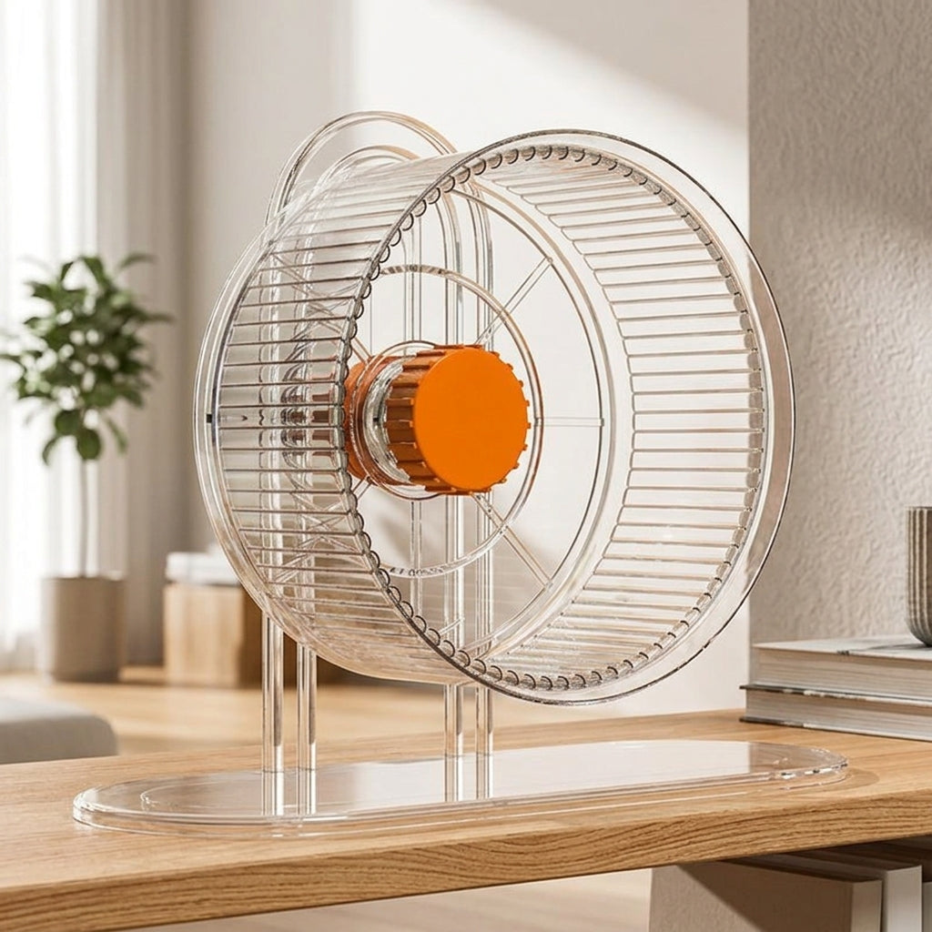 Silent Hamster Wheel and Nightguard Wheel, 12cm Hamster Wheel with Stand for Dwarf Hamsters, Transparent Exercise Toy with Widened Track