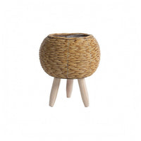 Plastic Liner Rattan Planter with Legs Tapered Woven Planter Basket Decorative Rattan Flower Pot Boho Style