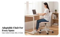 Height Adjustable Armless Caster Chair Space-Saving Armless Rolling Desk Chair Ergonomic Design Swivel Seat Low-Noise Casters for Students, Home Office Workers, Teenagers, Dorm Room, Vanity Area, Bedroom