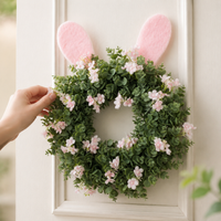 Easter Wreath, Spring Door & Wall Decor, Faux Eucalyptus & Artificial Bunny, Indoor & Outdoor Decoration, Farmhouse Style