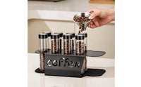 Countertop Coffee Bean Display Rack Metal Coffee Bean Rack with Glass Jars Sealed Stand Space-Saving for Kitchen
