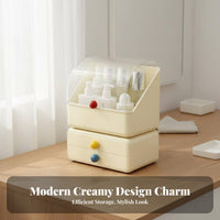 Dustproof Cover Desktop Makeup Storage Box Large Capacity Makeup Organizer with Drawers Stylish Design for Women, Students, Dresser, Bedroom