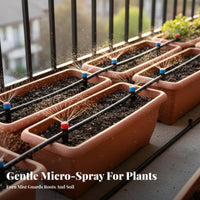 Drip Irrigation Kit Quick Connect Fittings Automatic Plant Watering System Easy Installation DIY Irrigation System for Balcony, Stream Er Bed